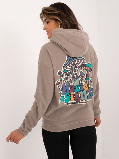 Hurt Ciemnobeżowa bluza kangurka z printem SUBLEVEL