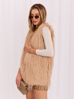 Camel wholesale fur vest with closure.