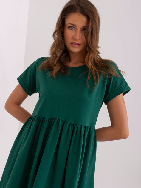 Hurt Ciemnozielona rozkloszowana sukienka basic Dita RUE PARIS