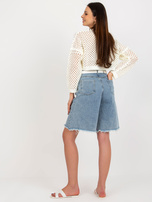 Hurt Niebieskie długie szorty jeansowe z dziurami