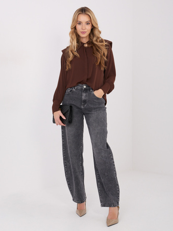 Brązowa rozpinana koszula z kołnierzykiem 