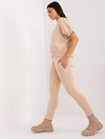 Hurtownia online Beżowy bawełniany komplet dresowy z bluzą