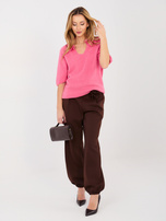 Ciemnoróżowy sweter oversize z kołnierzykiem