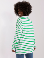 Hurt Biało-zielona bluzka oversize z rozcięciami