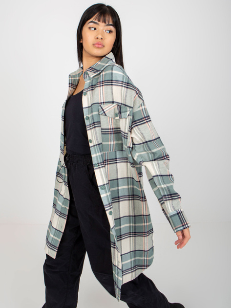 Hurt Khaki luźna koszula długa w kratę STITCH & SOUL