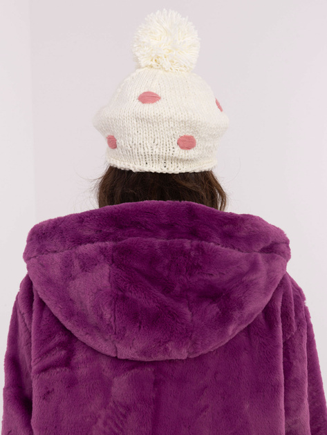 Hurtownia Ecru damska czapka zimowa z pomponem