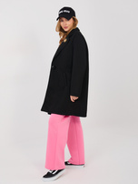 Czarny piankowy płaszcz z zapięciem na guzik RUE PARIS 