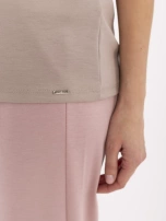 Ciemnobeżowa bluzka basic z krótkim rękawem