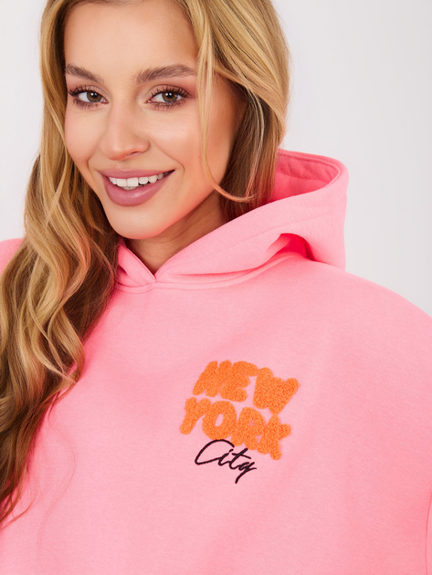 Fluo różowa damska bluza z wypukłymi napisami