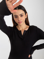Hurtownia Czarna damska bluzka na co dzień z wiskozy