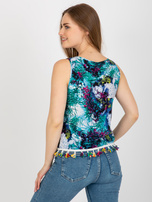 Hurt Niebieska bluzka z nadrukiem bez rękawów 