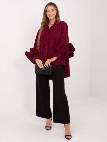 Bordowa elegancka koszula z dżetami