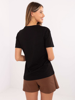 Czarny damski t-shirt z nadrukiem