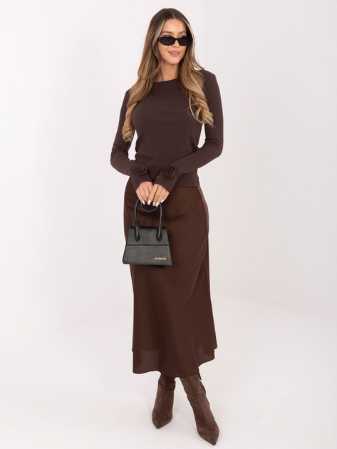 Czekoladowa prążkowana bluzka z bawełny RUE PARIS