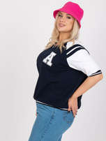 Biało-granatowa bluzka plus size z krótkim rękawem 