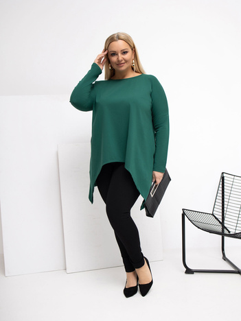 Ciemnozielona długa bluzka plus size z bawełny