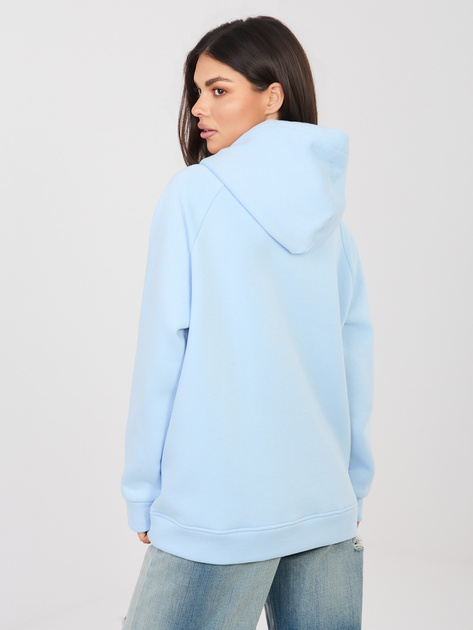 Pastelowa niebieska bluza kangurka z ociepleniem RUE PARIS