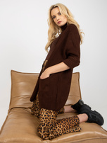 Hurt Dunkelbrauner lockerer Cardigan mit Taschen RUE PARIS.