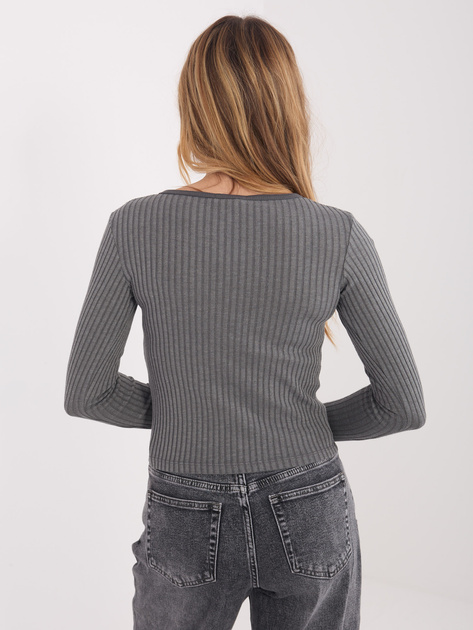 Szara damska bluzka z guzikami przy dekolcie