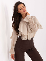 Beżowa rozpinana koszula z dekoltem V RUE PARIS 