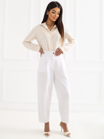 Beżowa damska koszula w paski 