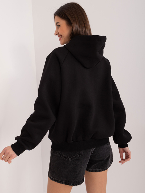 Hurt Czarna dresowa bluza oversize z kapturem