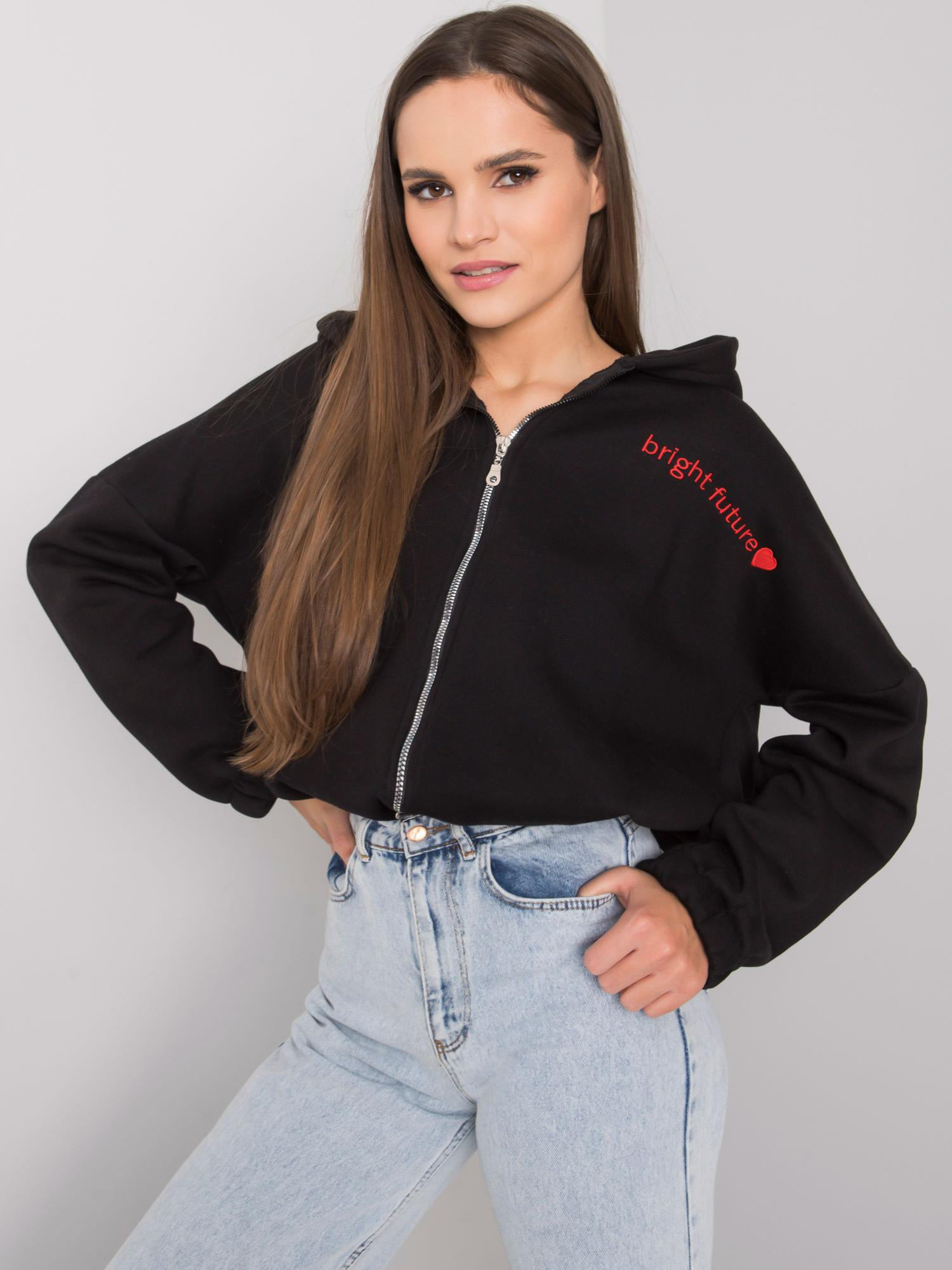 Schwarzer Hoodie mit Stickerei Michelle RUE PARIS.