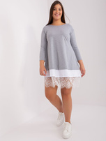 Großhandel Graues Kleid in Übergröße aus Baumwolle.
