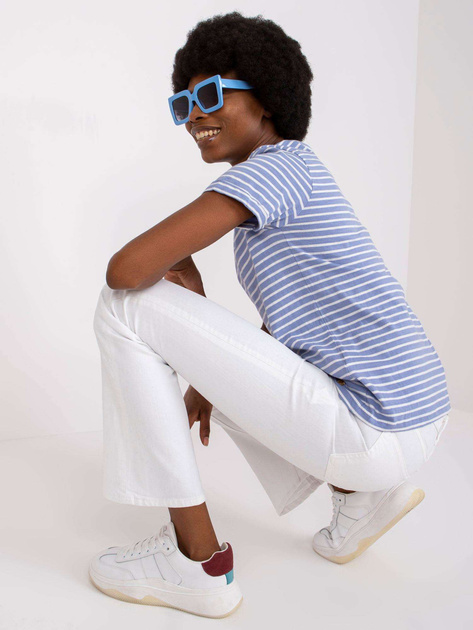 Jasnoniebieski bawełniany t-shirt damski STITCH & SOUL