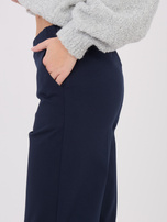 Granatowe spodnie wide leg w kant RUE PARIS