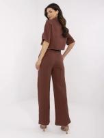 Brązowy muślinowy komplet z plecionym paskiem
