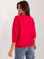 Hurtownia Czerwona bawełniana bluzka z aplikacją 