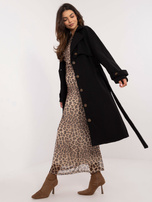 Hurt Czarny elegancki płaszcz o kroju trencza OCH BELLA