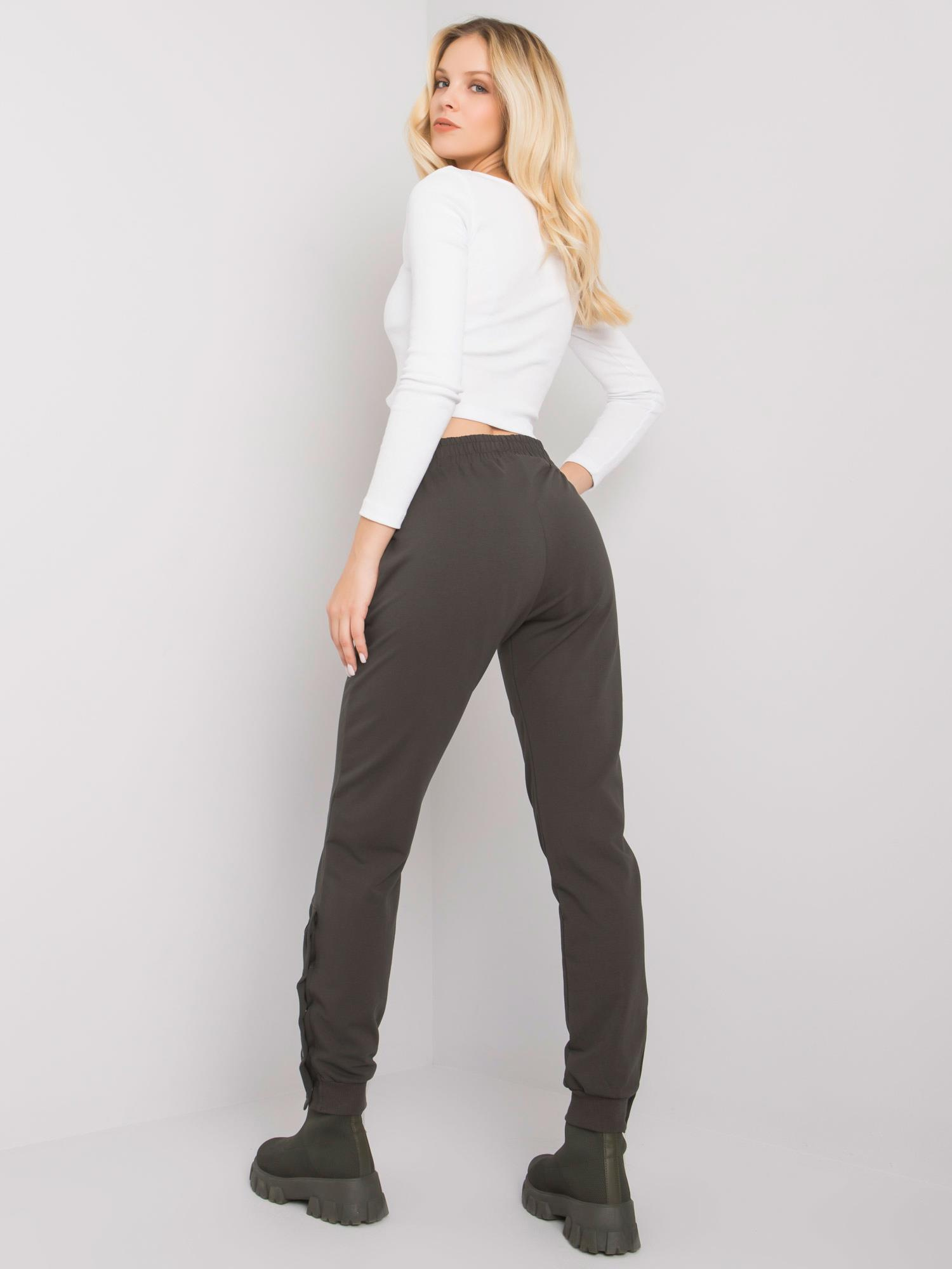 Dark khaki sweatpants with buttons Cindy RUE PARIS 