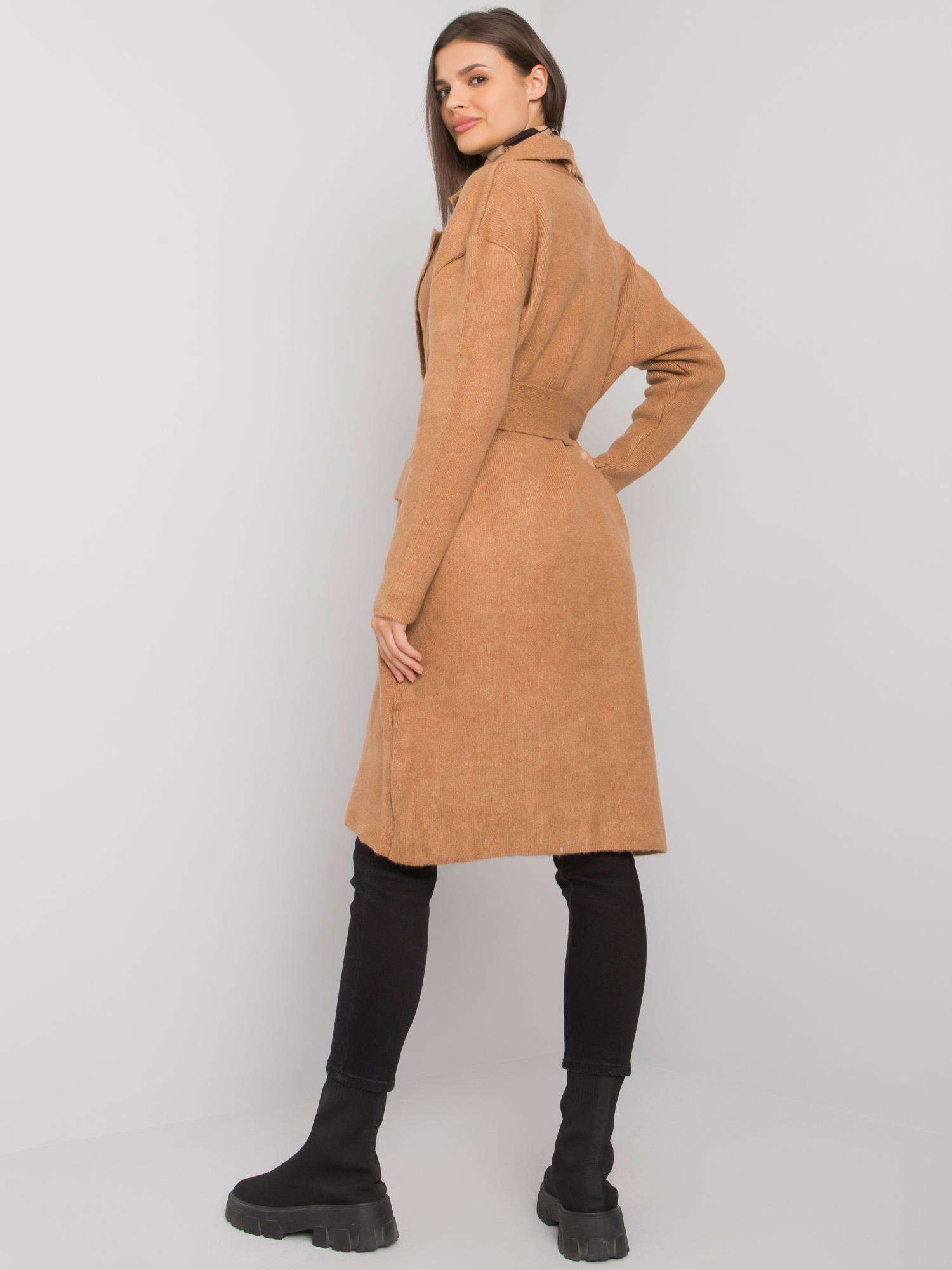 Camel cardigan with binding Cordie RUE PARIS