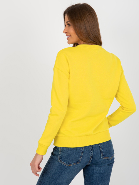 Hurtownia Żółta dresowa bluza bez kaptura z napisem