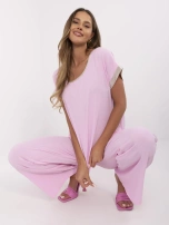 Jasnoróżowy letni komplet z wiskozą 