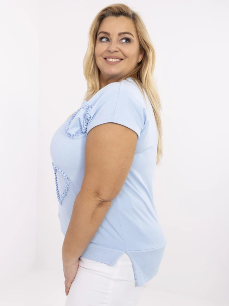 Jasnoniebieska bluzka plus size w serca