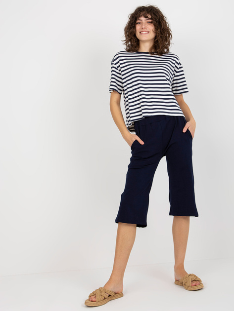 Hurt Granatowo-biały letni komplet basic z t-shirtem w paski