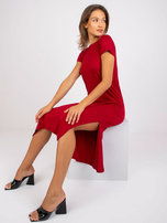 Bordowa sukienka midi na co dzień Liliane