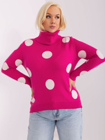 Hurt Fuksjowy sweter plus size w grochy