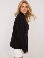 Hurt Czarny luźny sweter damski z półgofem SUBLEVEL 