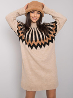 Beżowa luźna sukienka z dzianiny Shereen RUE PARIS