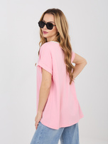 Pastelowa różowa damska bluzka z wypukłym napisem