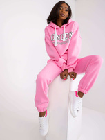 Różowy komplet dresowy z kapturem Laraina