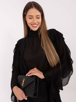 Czarna przezroczysta bluzka z golfem