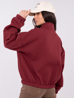 Bordowa rozpinana bluza basic ze stójką