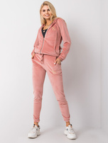 Brudnoróżowy komplet welurowy Melody