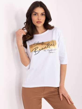 Hurt Biała casualowa bluzka damska z bawełny