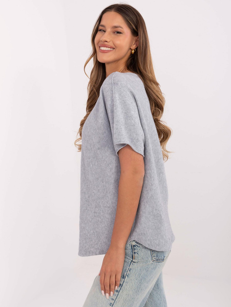 Hurtownia Szary sweter oversize z dodatkiem wiskozy